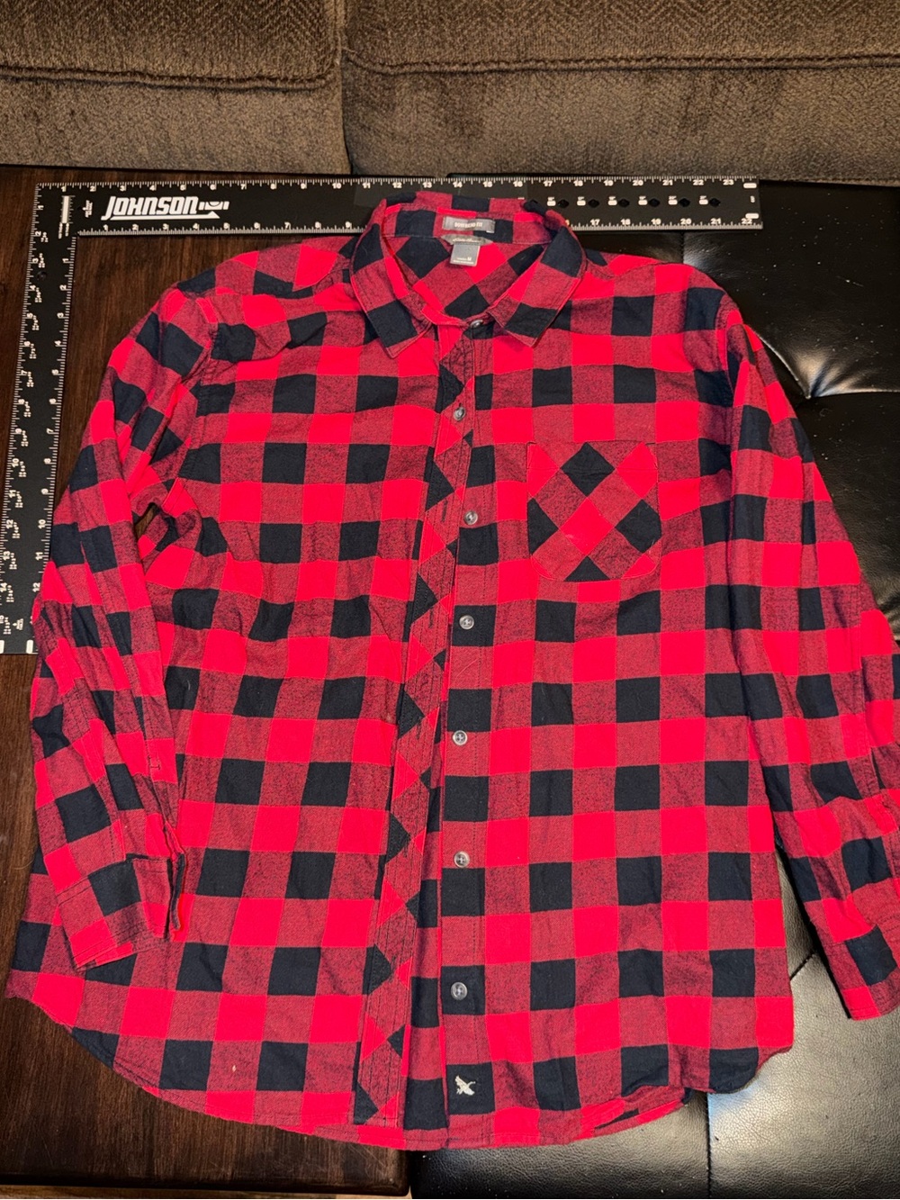 Eddie Bauer Red and Black Buffalo Check Button-Down Shirt